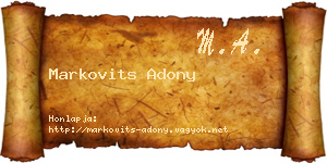 Markovits Adony névjegykártya